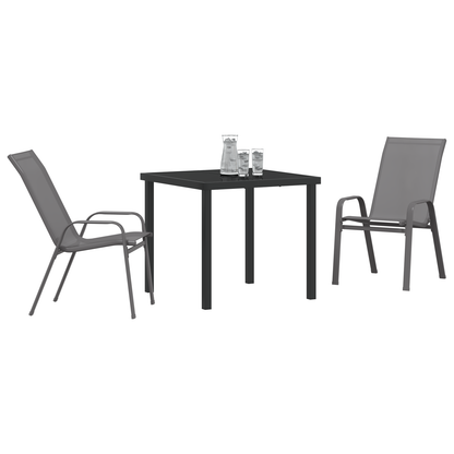 3-delt hage dining set grå textilene og stål
