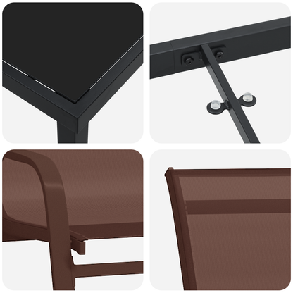 7-delt Hage Spisebordsett Brun Textilene og Stål