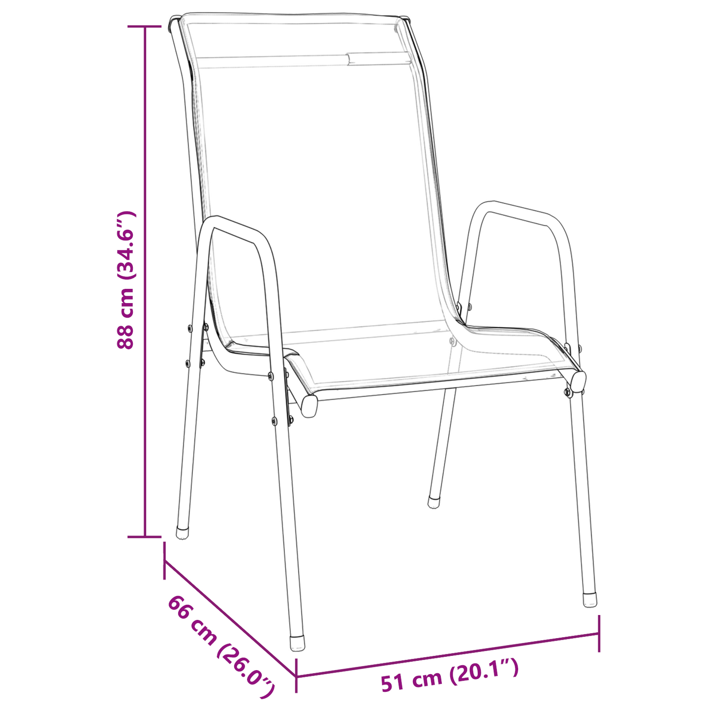 5 Delt Hage Spisegruppe Svart Textilene og Stål