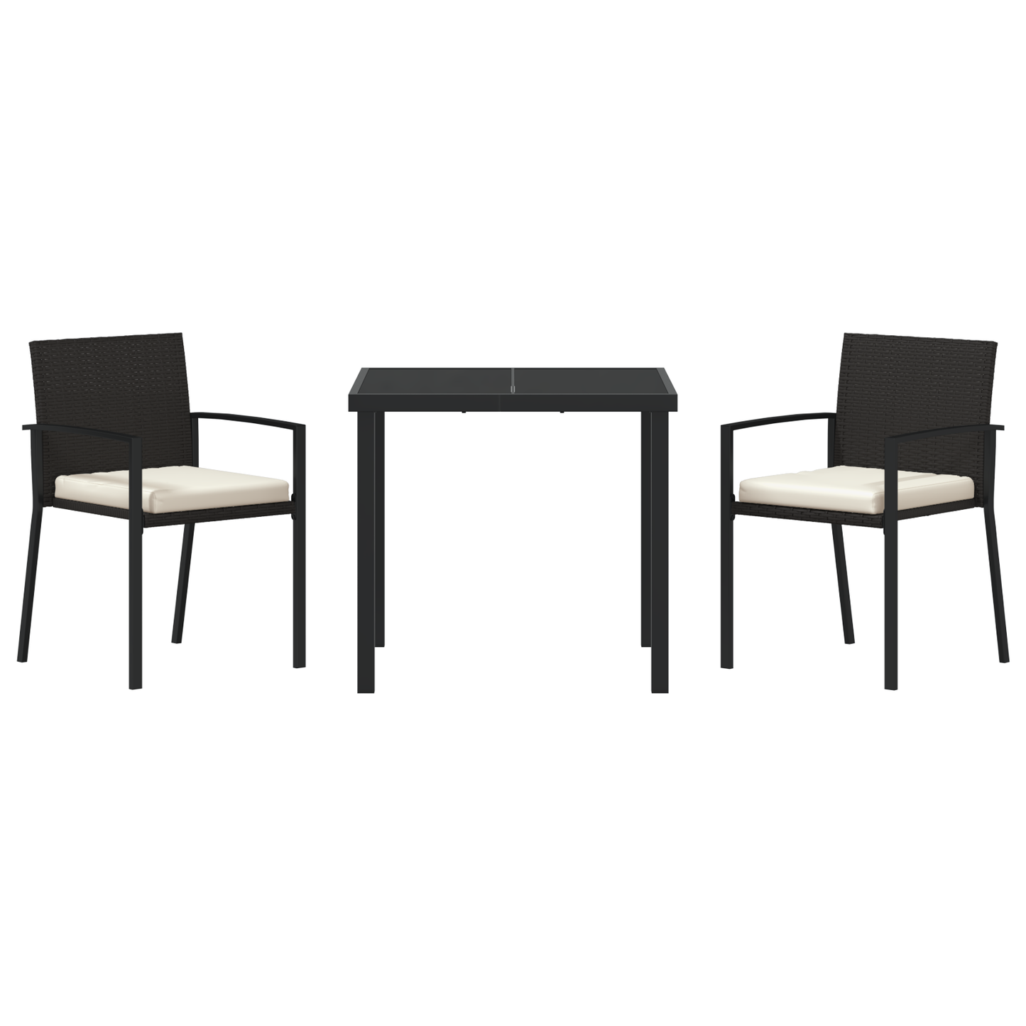 3 Delt Hage Spisestoler Svart Polyrotting