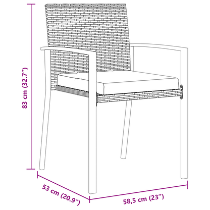 7-delt hage spise sett svart poly rattan