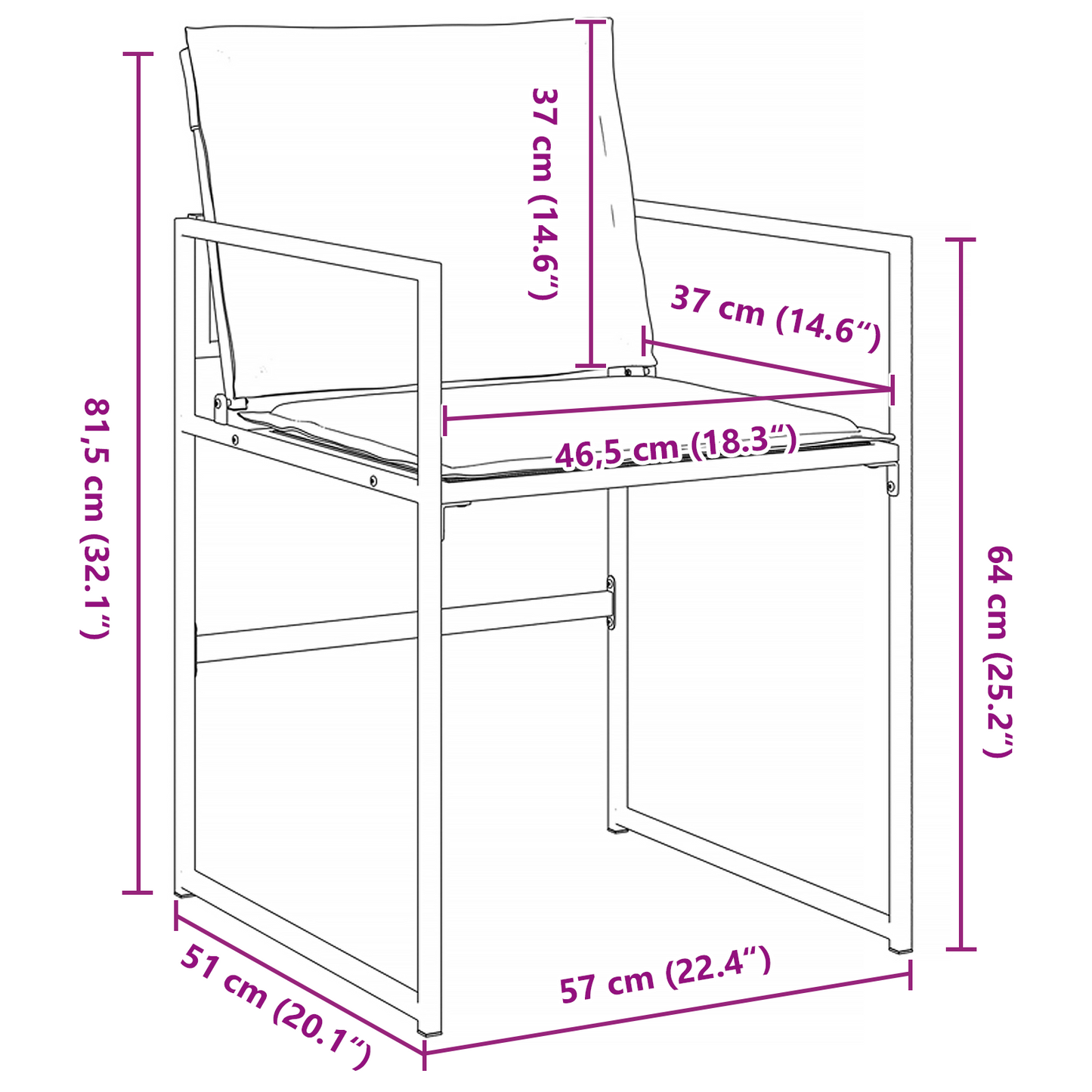 5-delt hage spisestue med puter Hvit Textilene og Stål