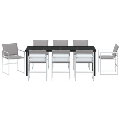 9-delt hage-spisegruppe med puter Hvitt Textilene og stål