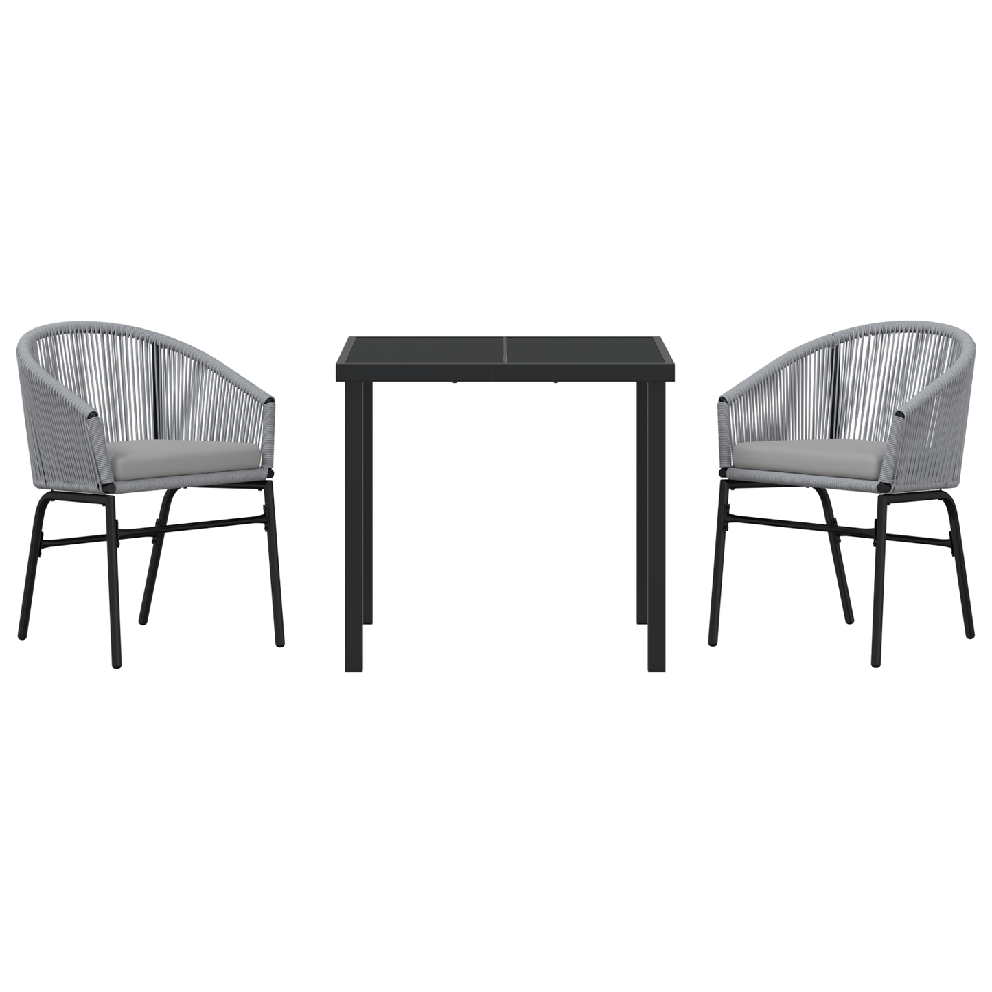 3 Delt Hage Spisebord Sett - Grå Poly Rattan