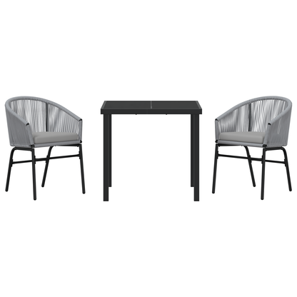 3 Delt Hage Spisebord Sett - Grå Poly Rattan