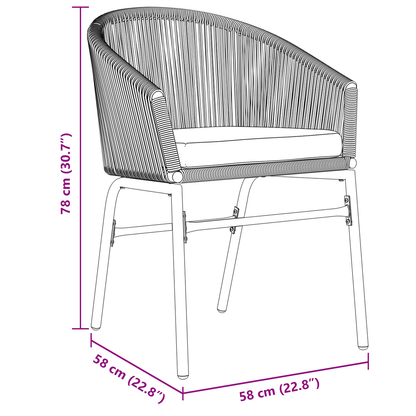 5-delt hagespisemøbelsett i grå polyrotting