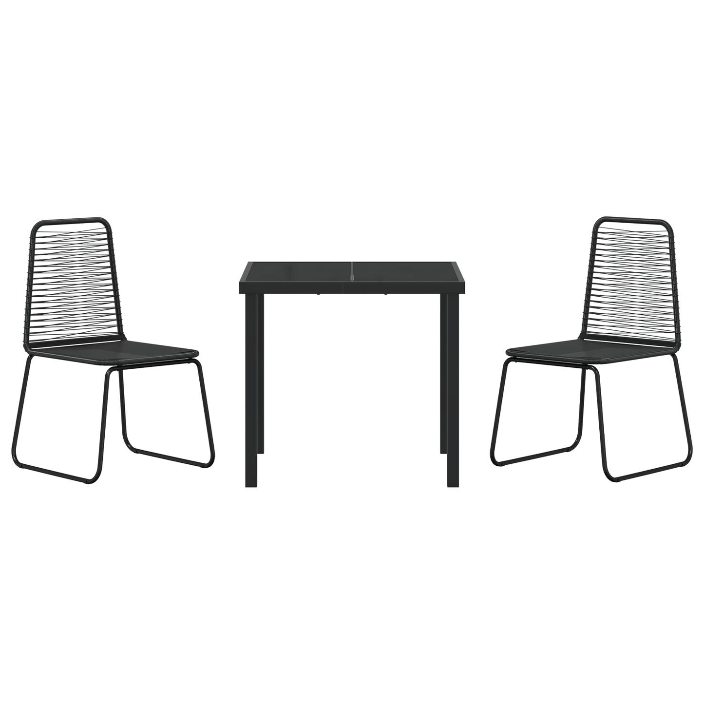 3 Delt Hage Spisestue Sett Svart Poly Rotang