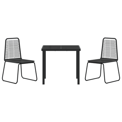 3 Delt Hage Spisestue Sett Svart Poly Rotang