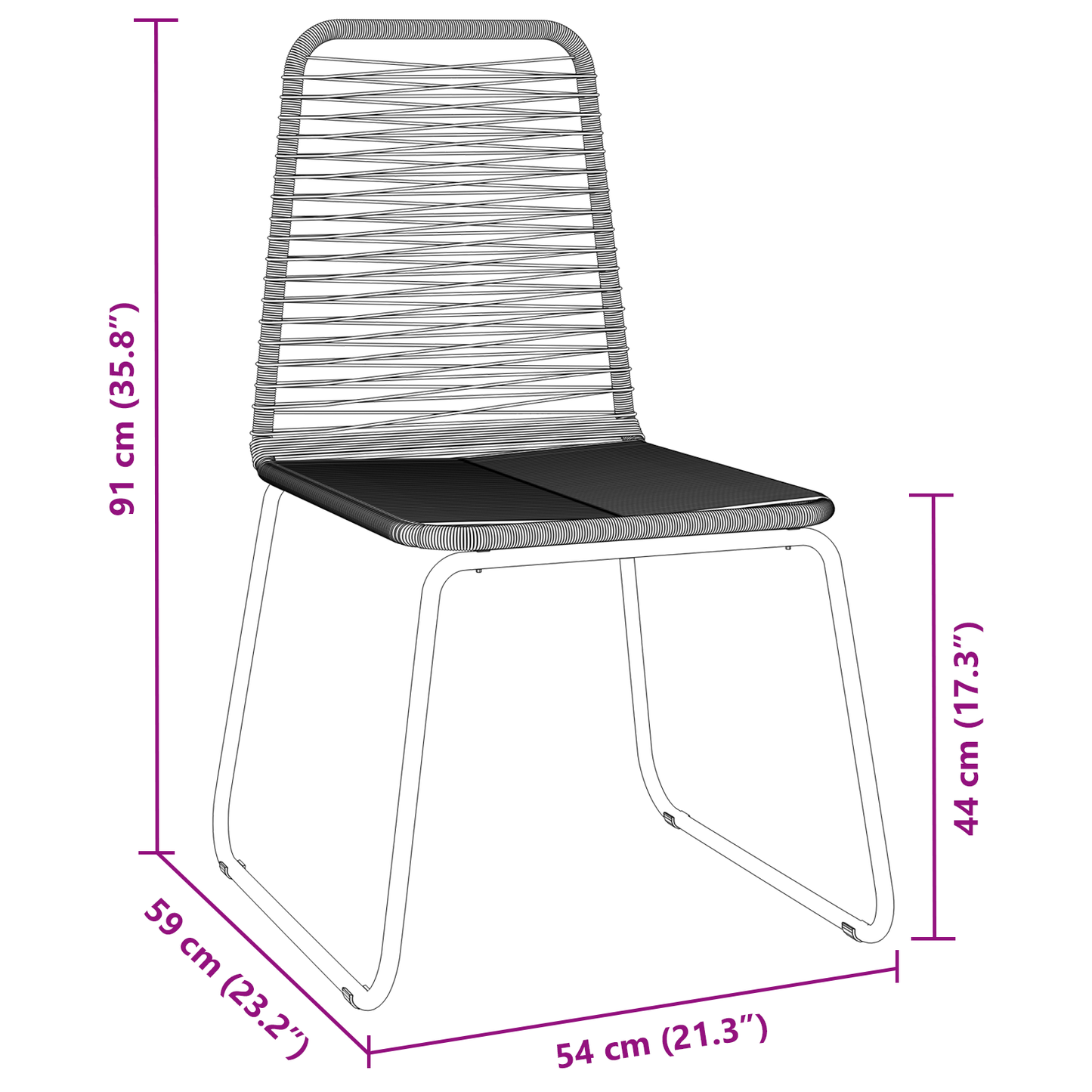 3 Delt Hage Spisestue Sett Svart Poly Rotang
