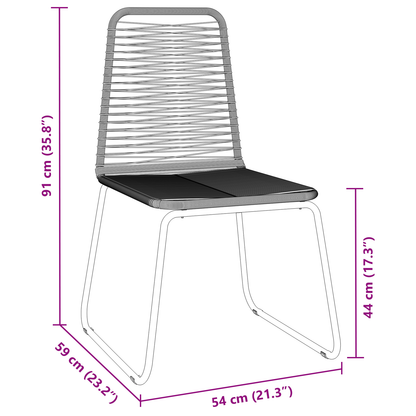 3 Delt Hage Spisestue Sett Svart Poly Rotang