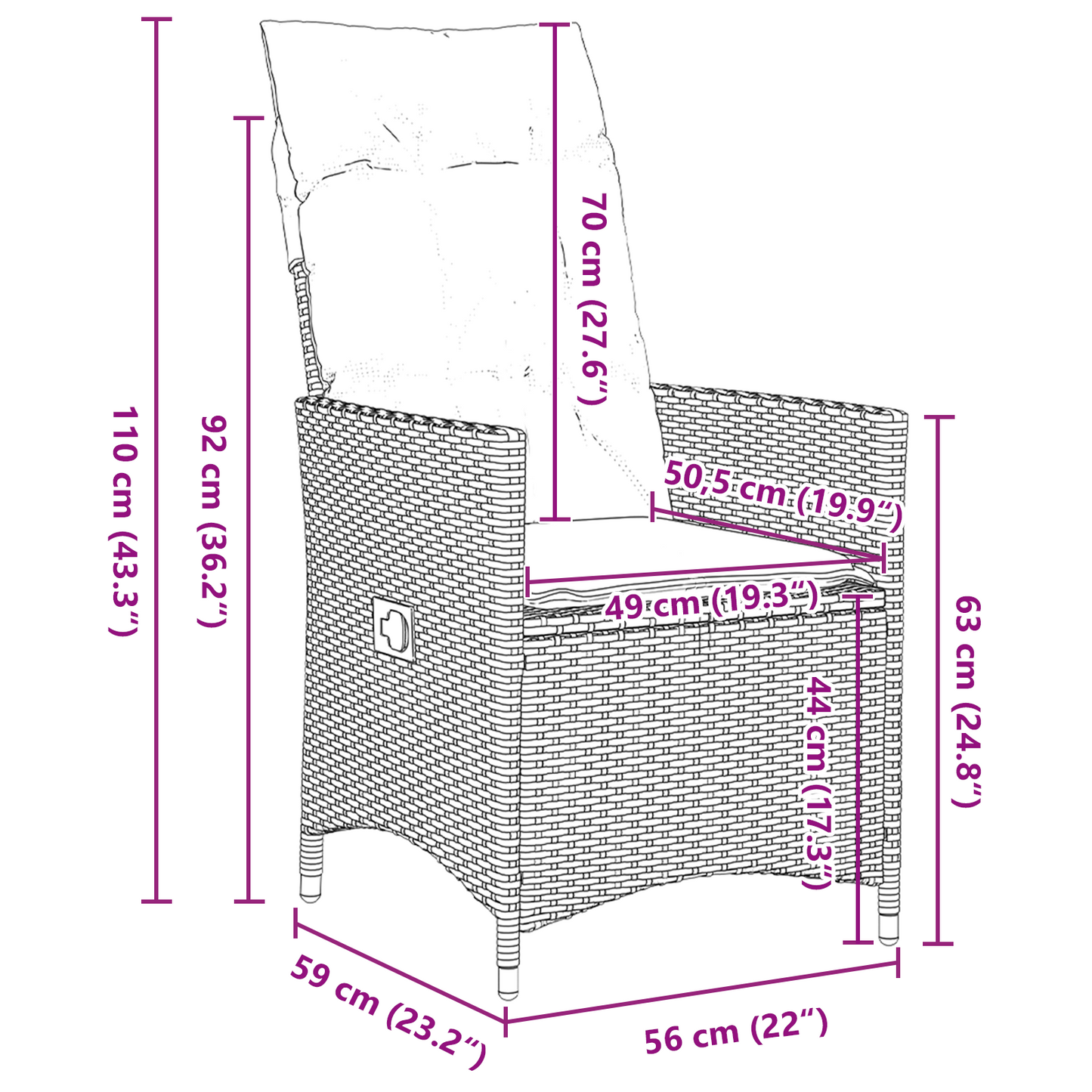 7-delers Hage Spisebordsett med puter Grå Poly Rattan