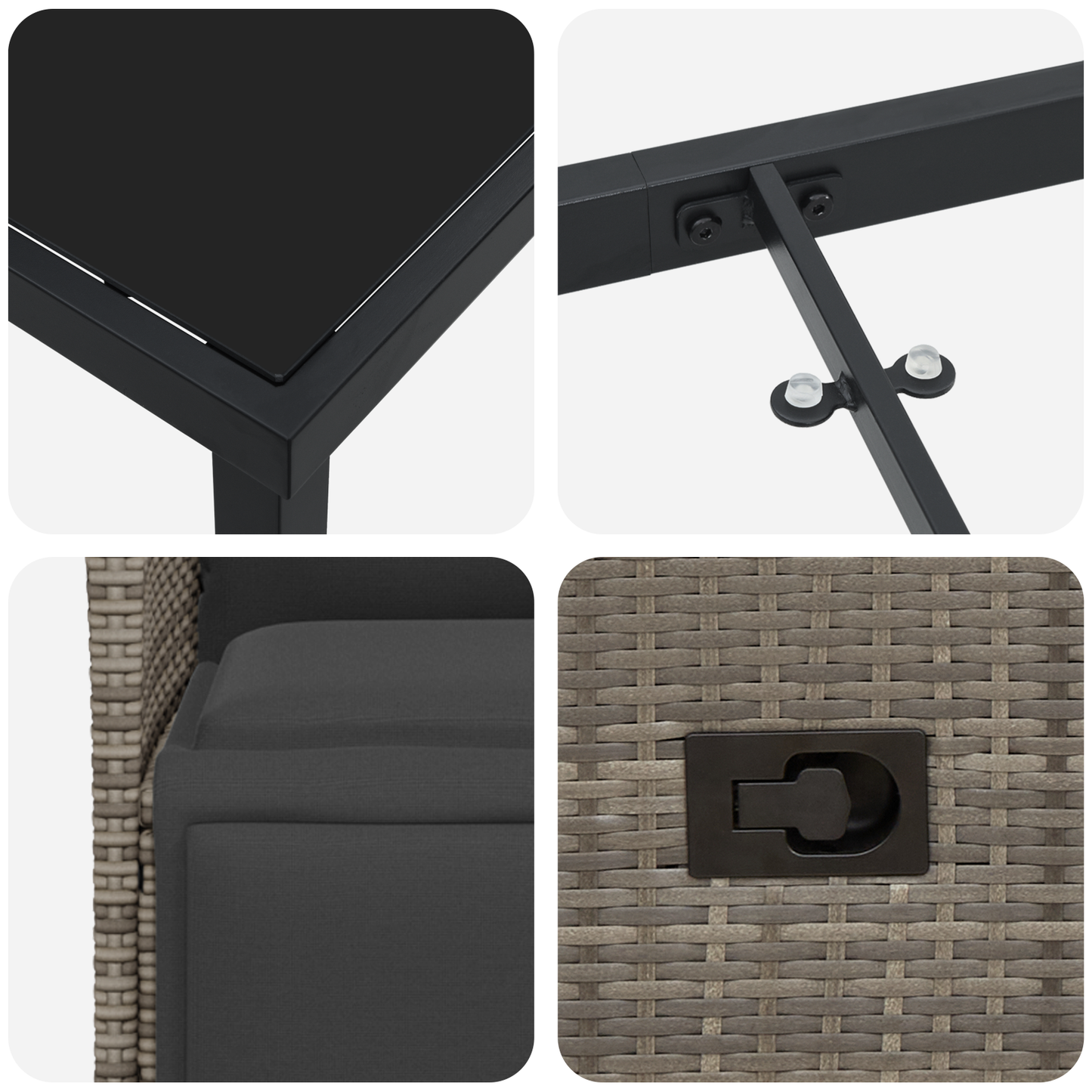 9-delt hagemøbelsett med puter Grå Polyrotting