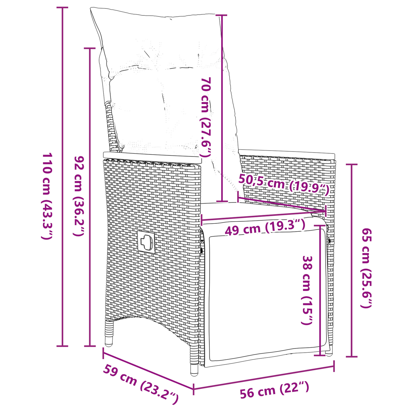 9-delt hagemøbelsett med puter Grå Polyrotting