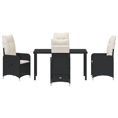 5-delt hagedining sett med puter svart polyrotting