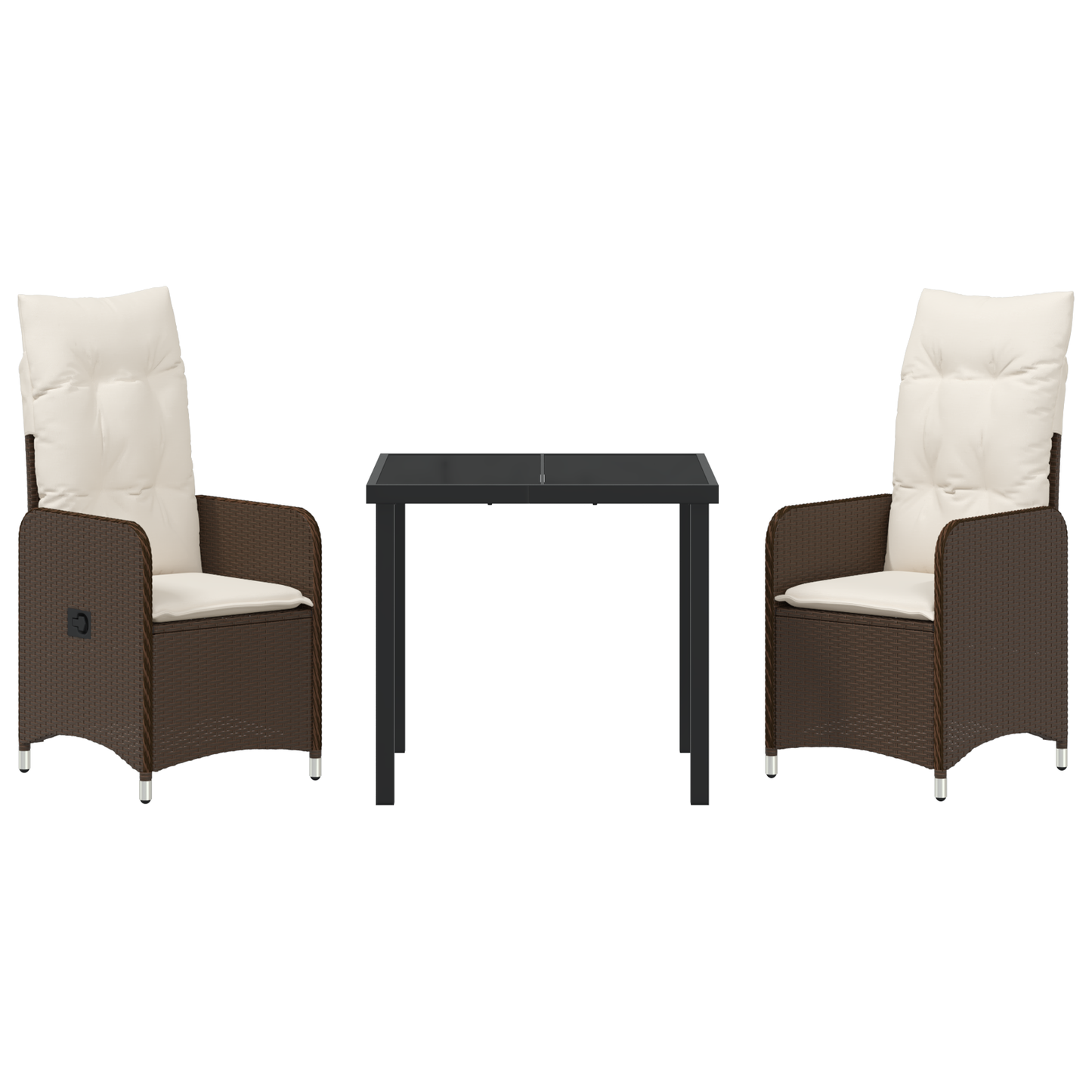 3 Delt Hage Spisebord Set Med Puter Brun Poly Rattan