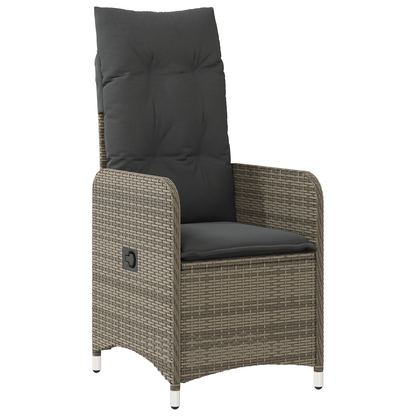 5 Delt Hage Spisesett med Puter Grå Poly Rattan