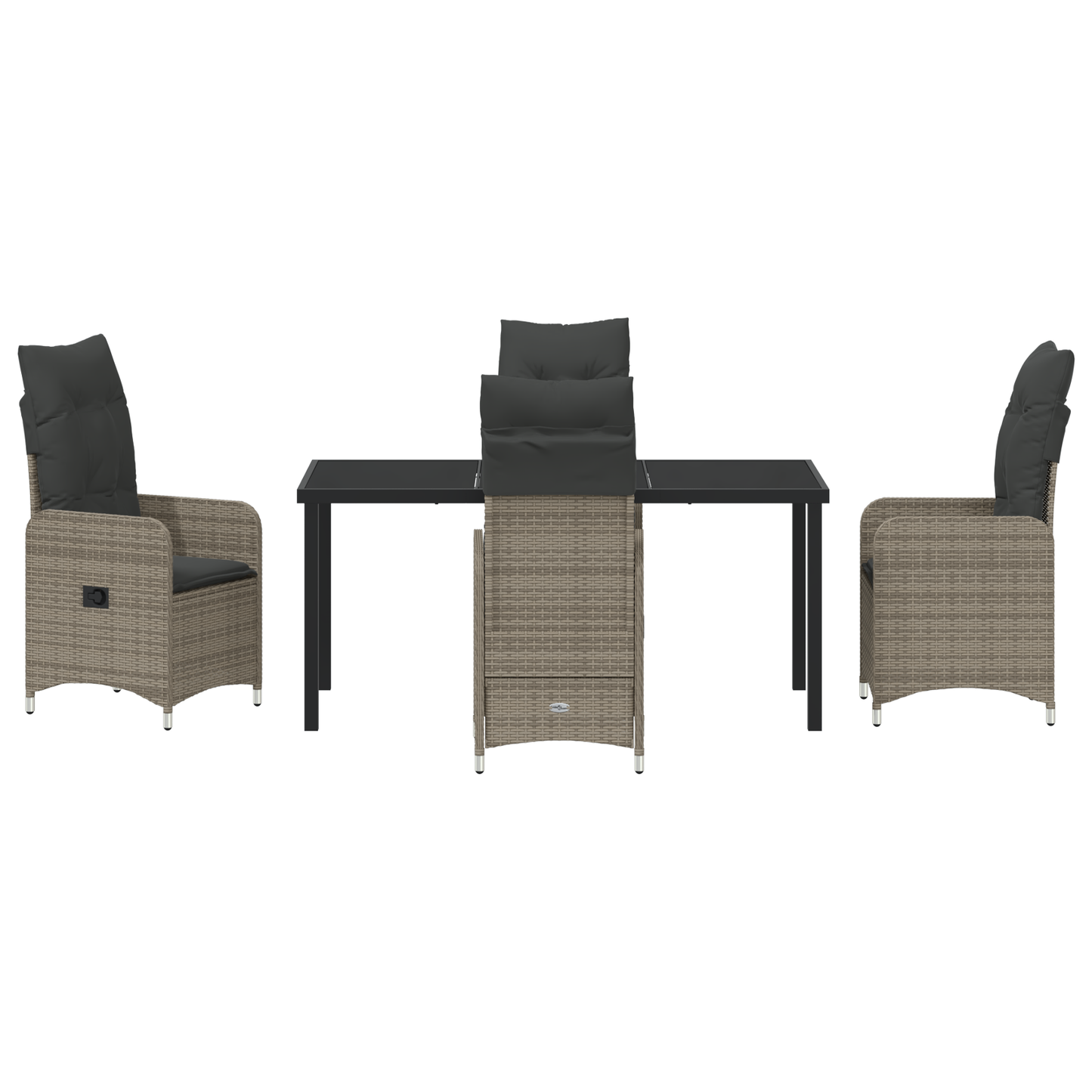5 Delers Hage Spisesett med Puter Grå Poly Rattan