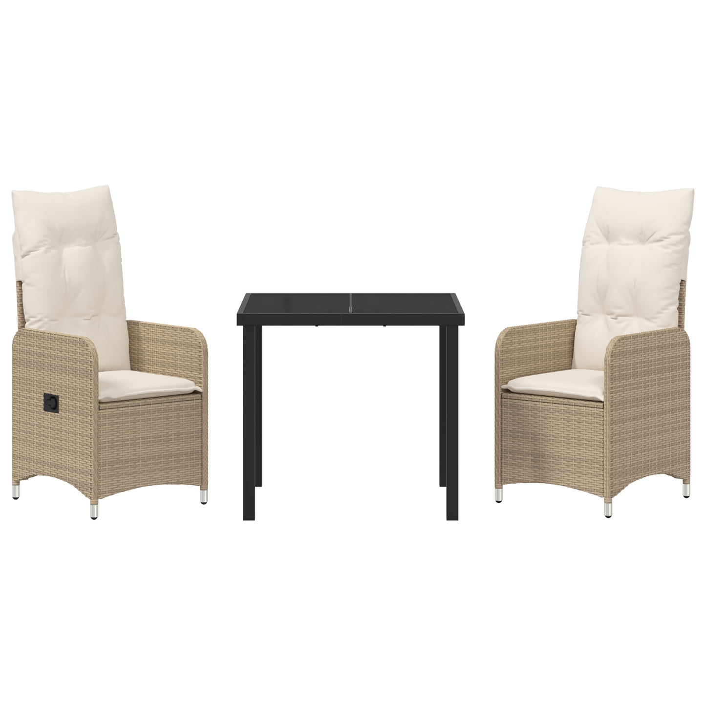 3 Delt Hage Spisesett med Puter Beige Poly Rattan