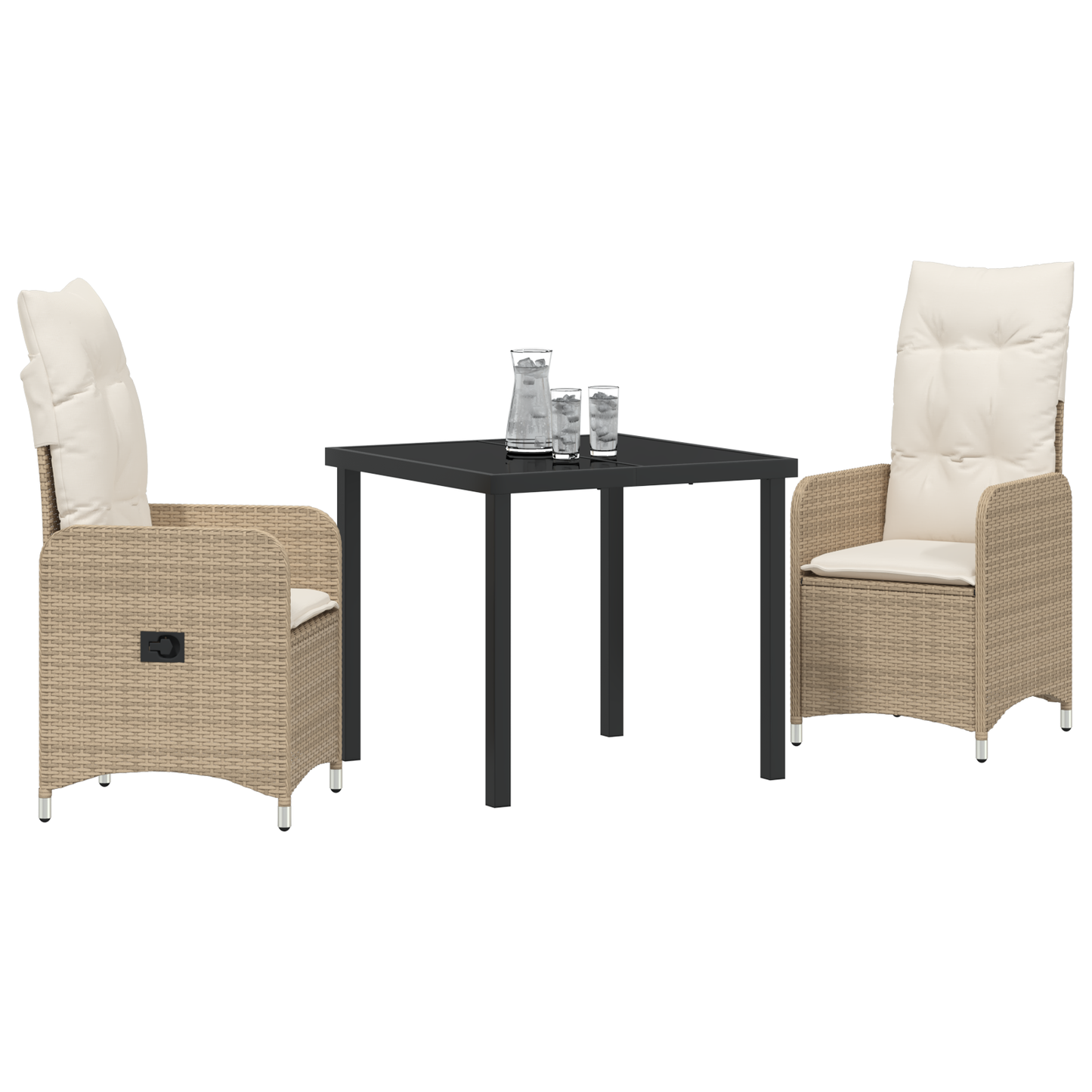 3 Delt Hage Spisesett med Puter Beige Poly Rattan