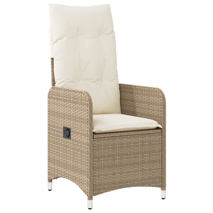 7 Delt Hage Spisesett Med Puter Beige Poly Rattan