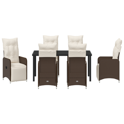 7-delt hagespise sett med brune puter i polyrotting