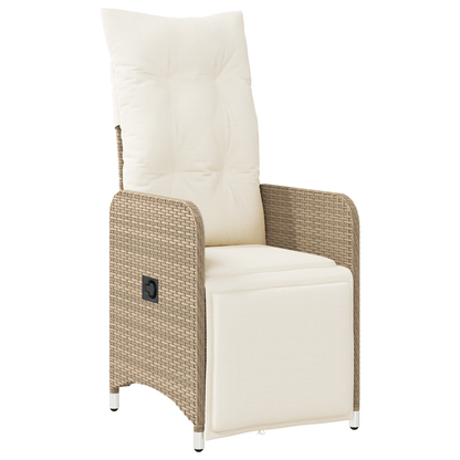 5 delt hage spisebordsett med puter beige poly rattan