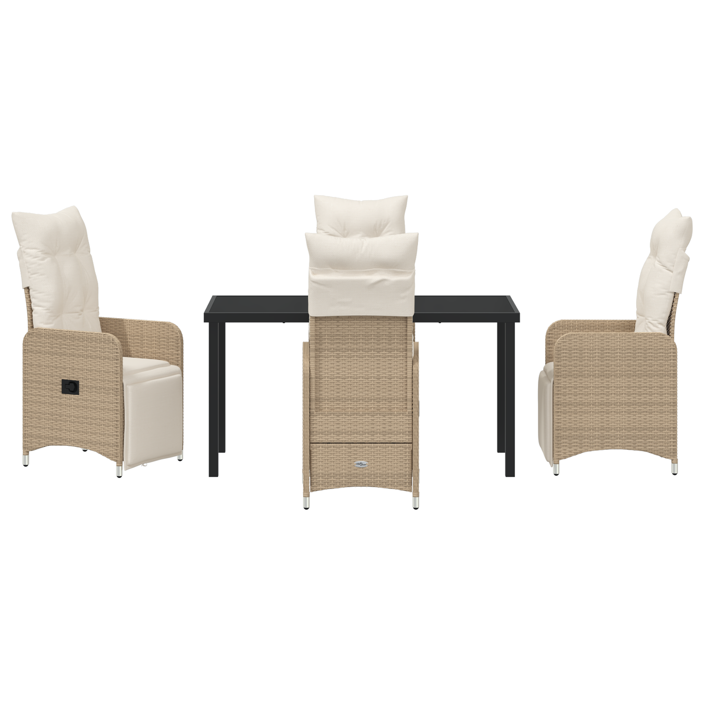 5 delt hage spisebordsett med puter beige poly rattan