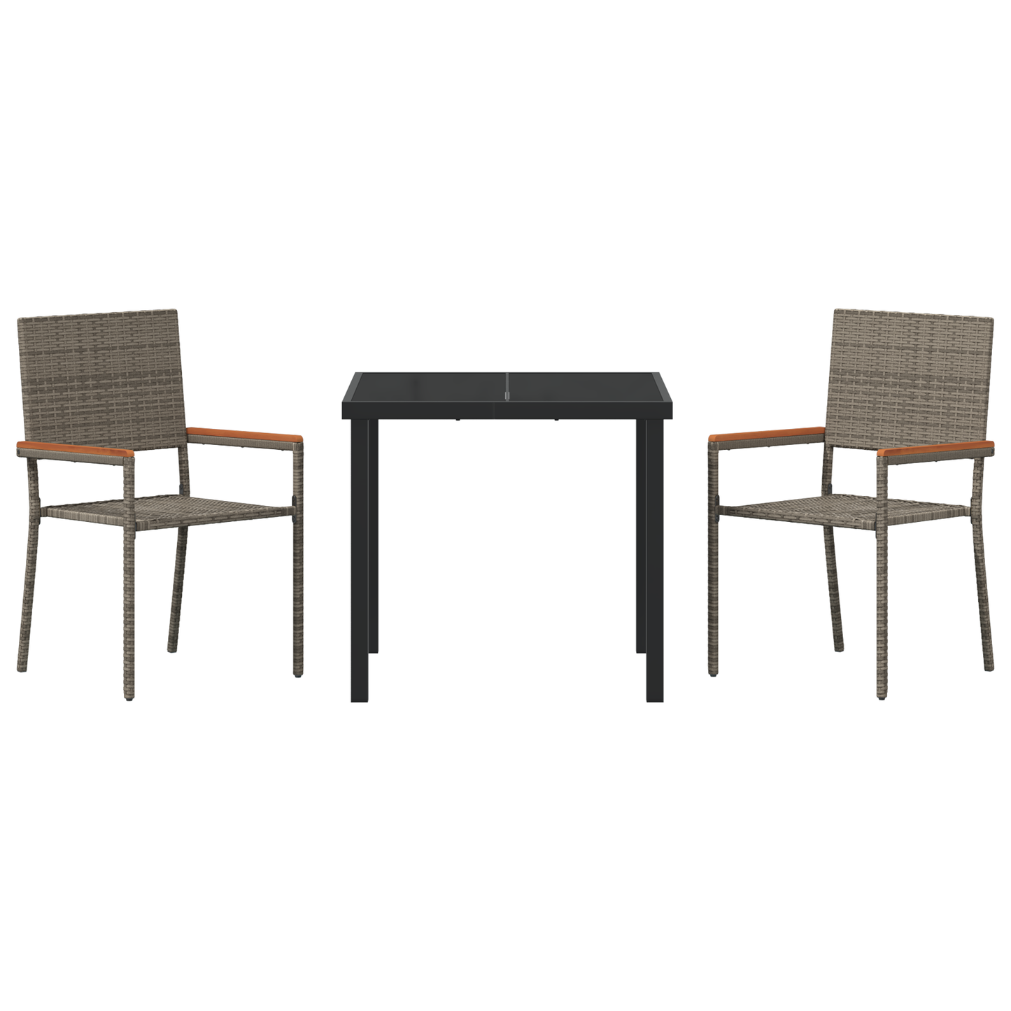 3-delt Hage Spisebordsett Grå Poly Rattan