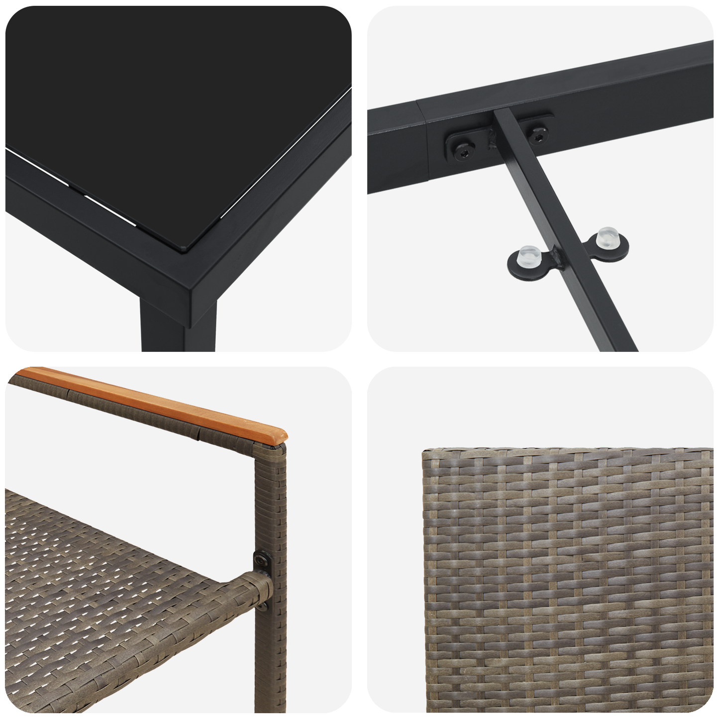 5 delers hage dining set Grå Poly Rottning