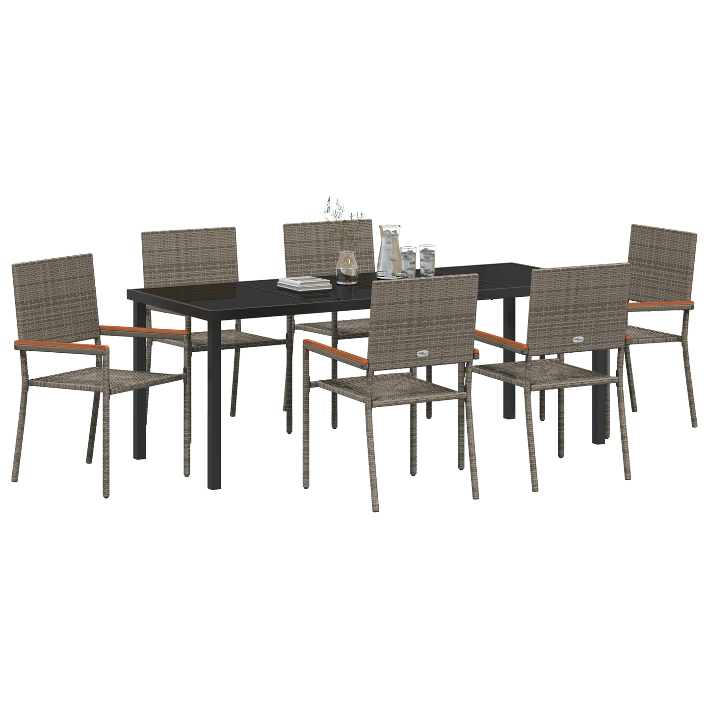 7 Delers Hage Spisegruppe Grå Poly Rotting