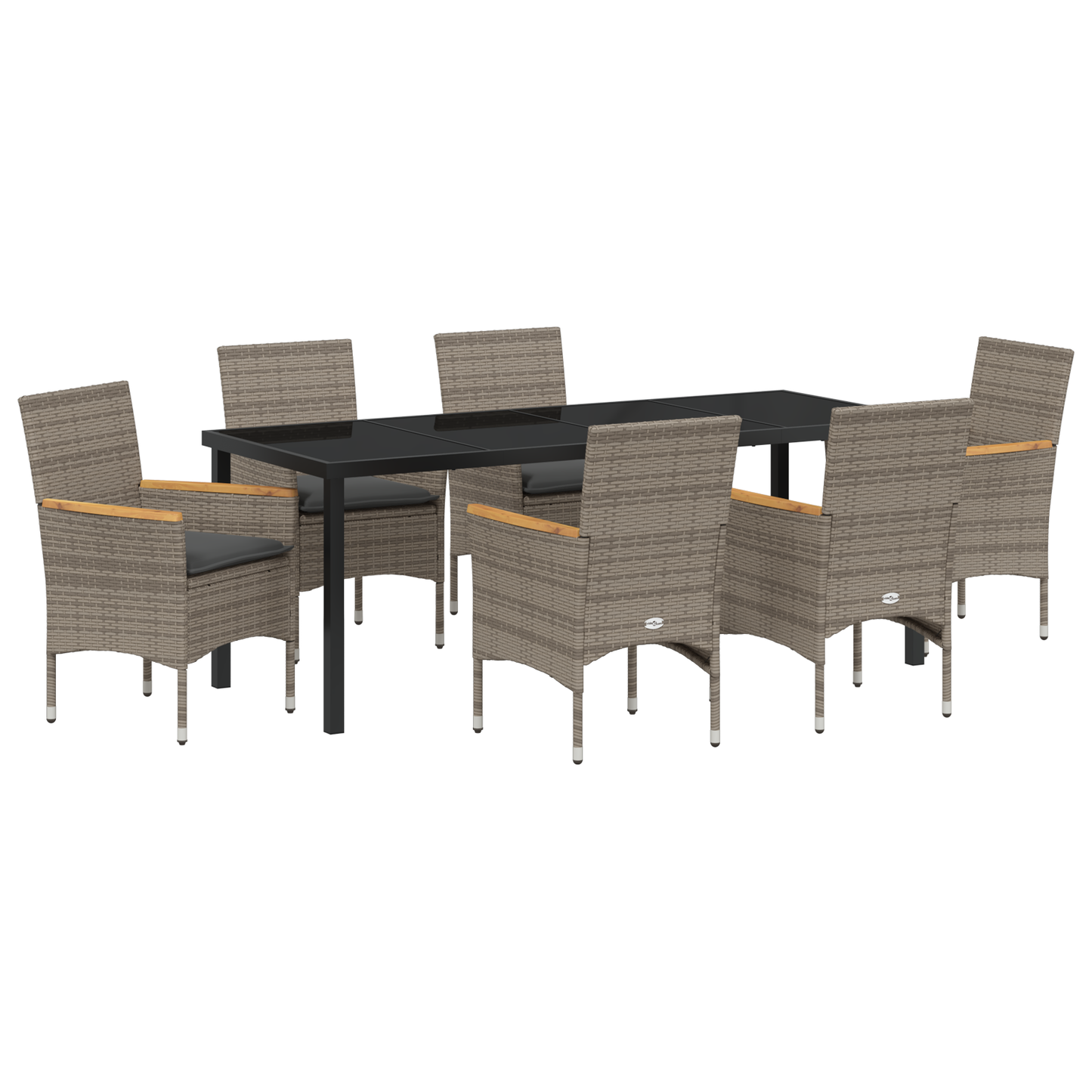 7-delt hage spisegruppe med puter Grå polyrotting