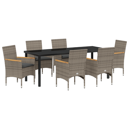 7-delt hage spisegruppe med puter Grå polyrotting