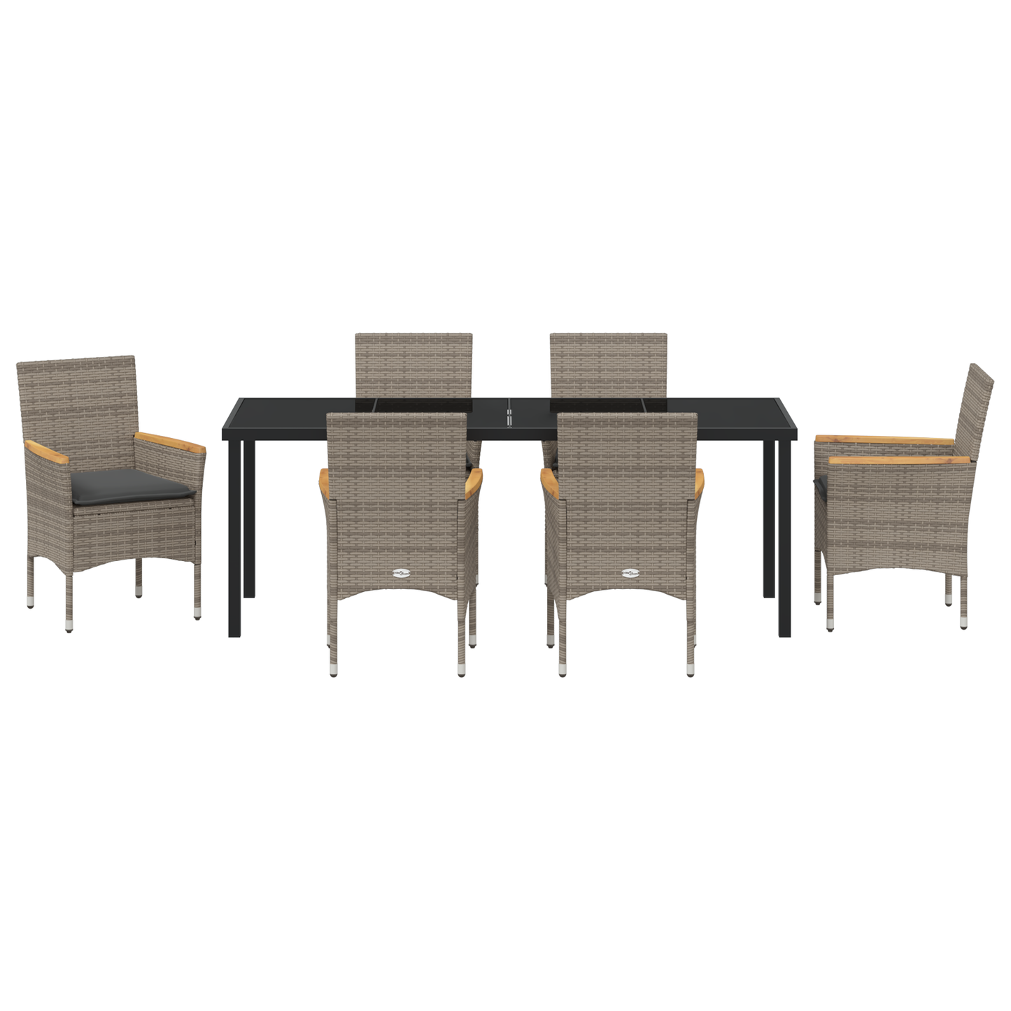 7-delt hage spisegruppe med puter Grå polyrotting