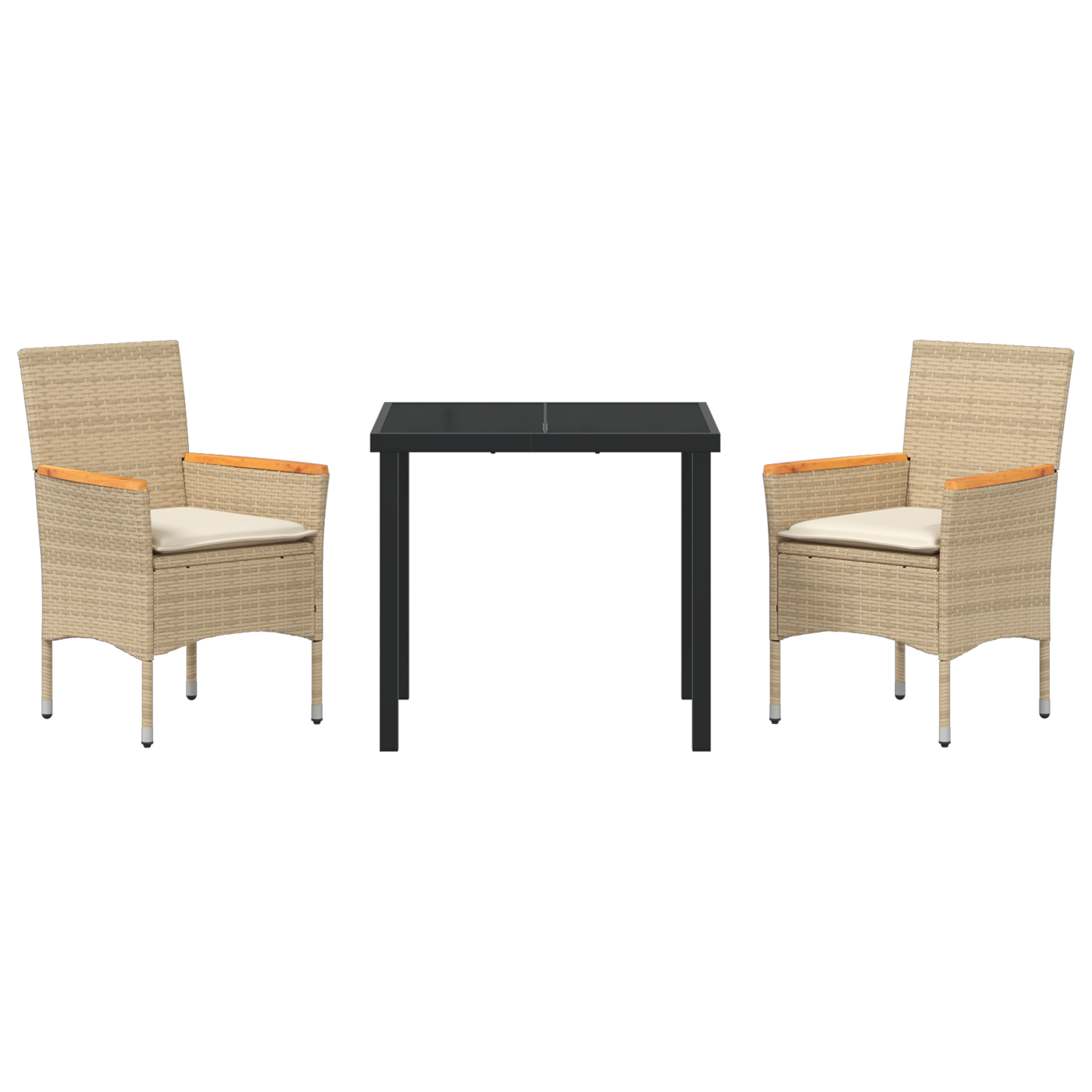 3-delt hage spisebordsett med puter Beige Polyrotting