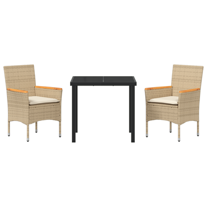 3-delt hage spisebordsett med puter Beige Polyrotting