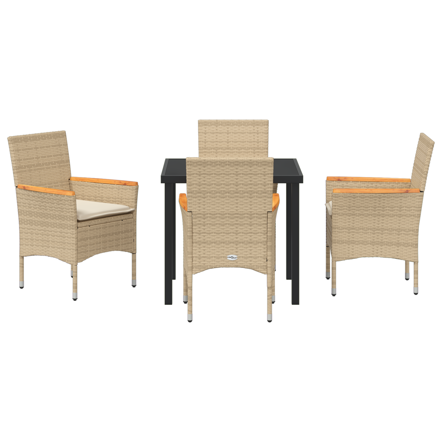 5-Delt Hage Spisegruppesett med Puter Beige Poly Rattan