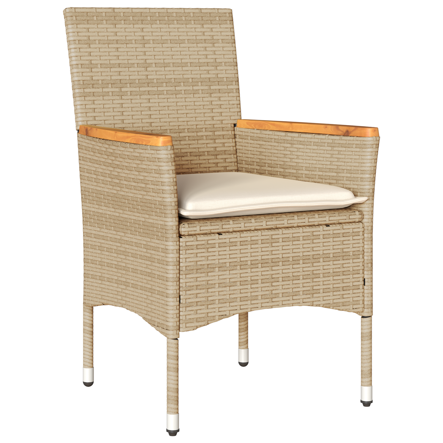 5-delt Hage Spisegruppe med Puter Beige Poly Rattan
