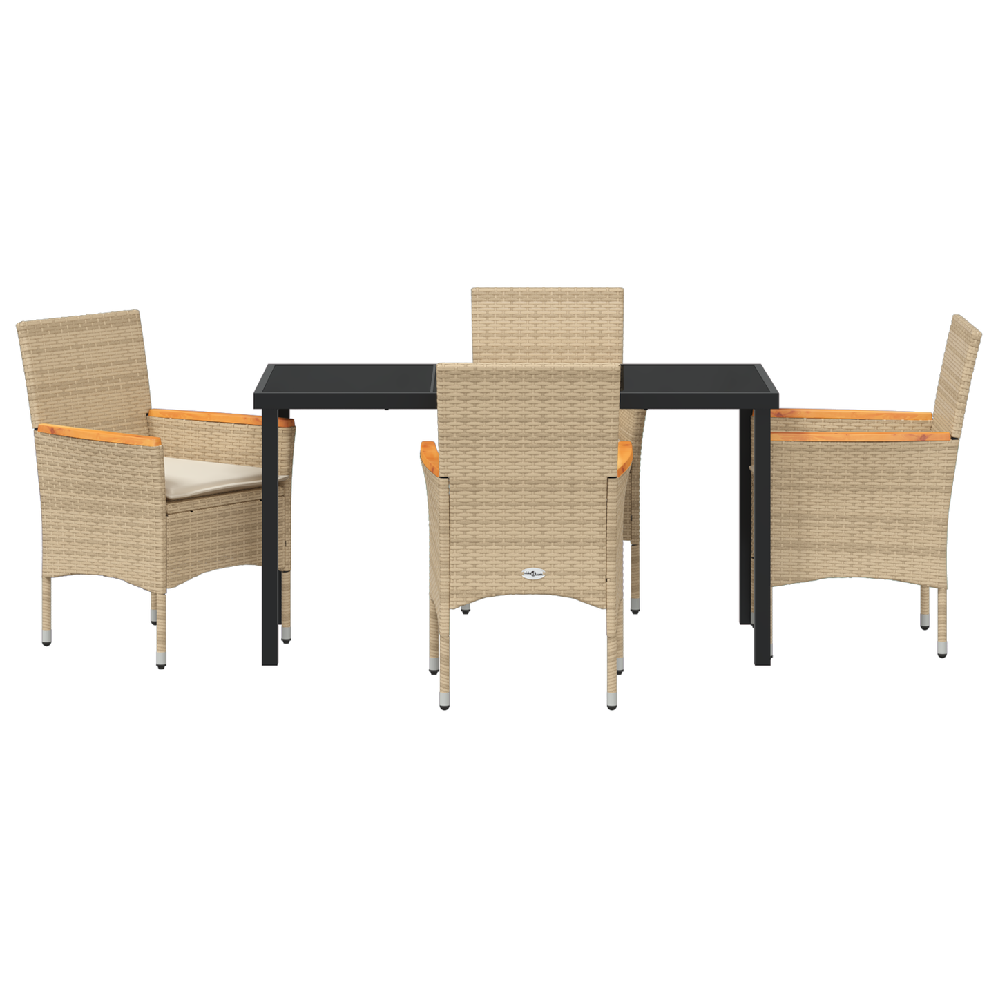 5-delt Hage Spisegruppe med Puter Beige Poly Rattan