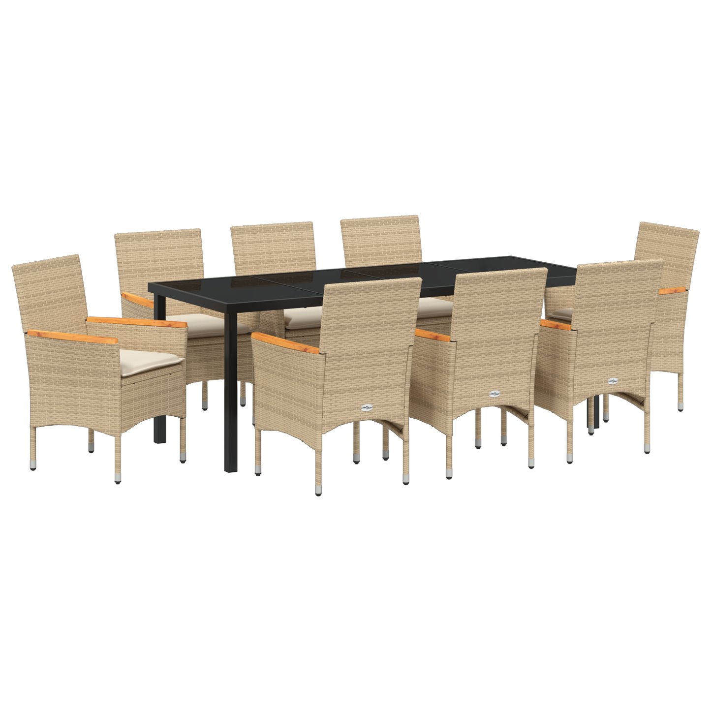 9-delt hagemøbelsett med puter beige polyrotting