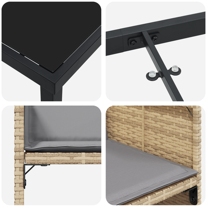 9 deler hage spisestuebord med puter beige polyrotting