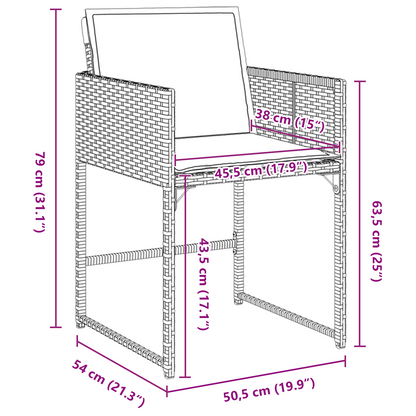 5-delt hagemøbelsett med puter svart poly-rotting