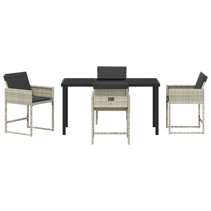 5-delt hagespisestue med puter lys grå poly-rotting