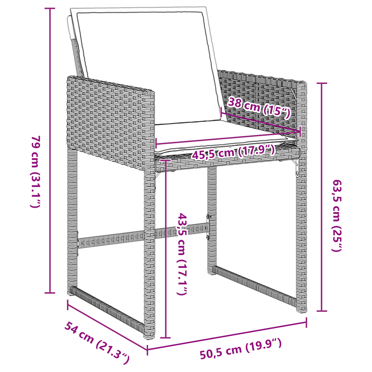 9-delt hage spisebord med puter lys grå poly rotting