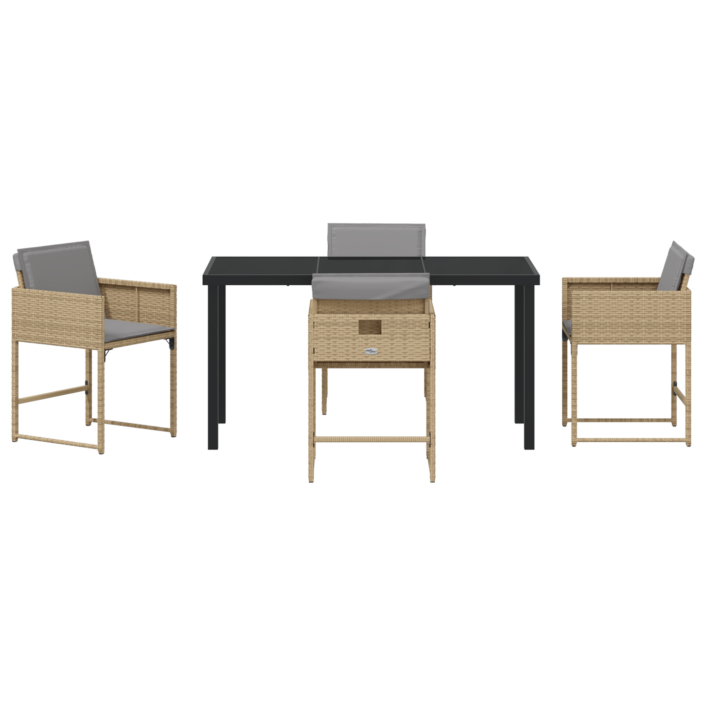 5-delt hage spisebordsett med puter Beige Poly Rattan