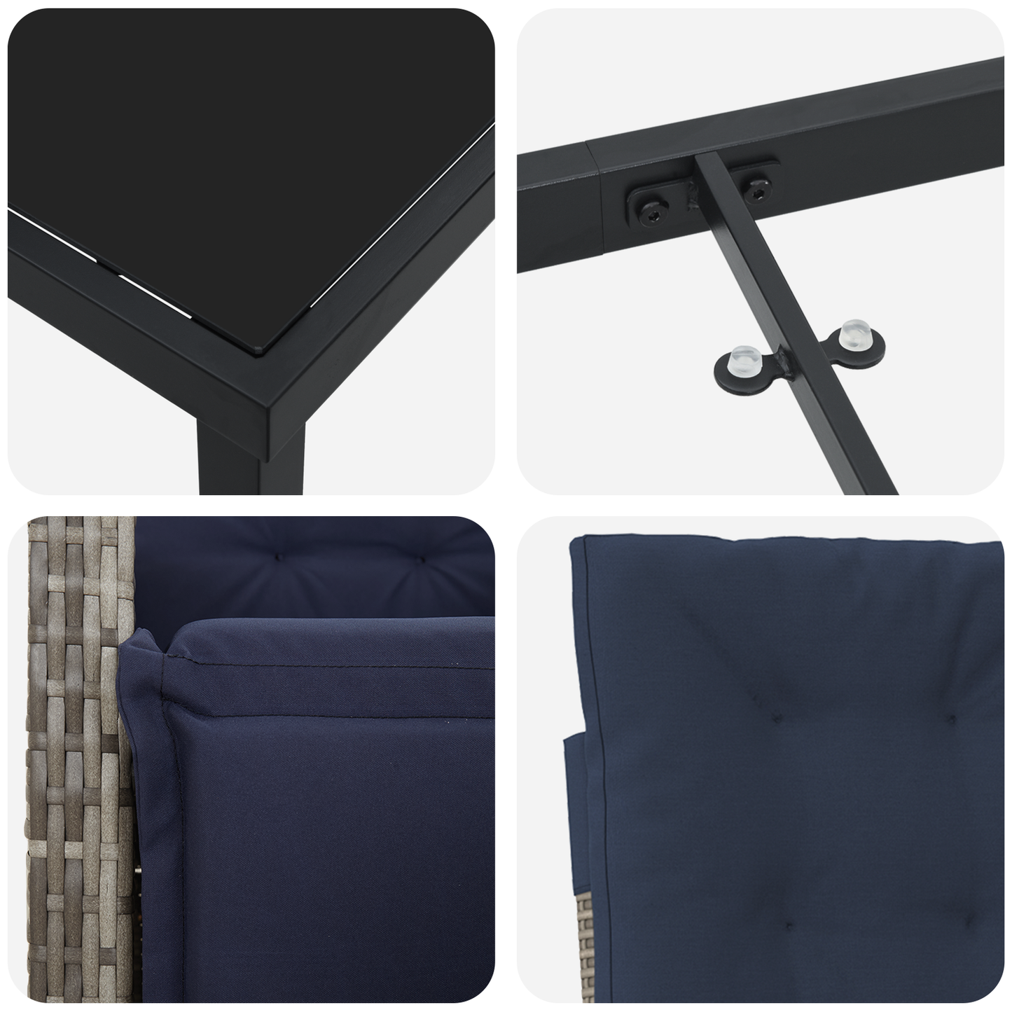 5-delt hage spisebordsett grå polyrotting