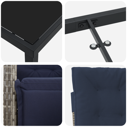 5 Delers Hage Spisestue Sett Grå Poly Rattan