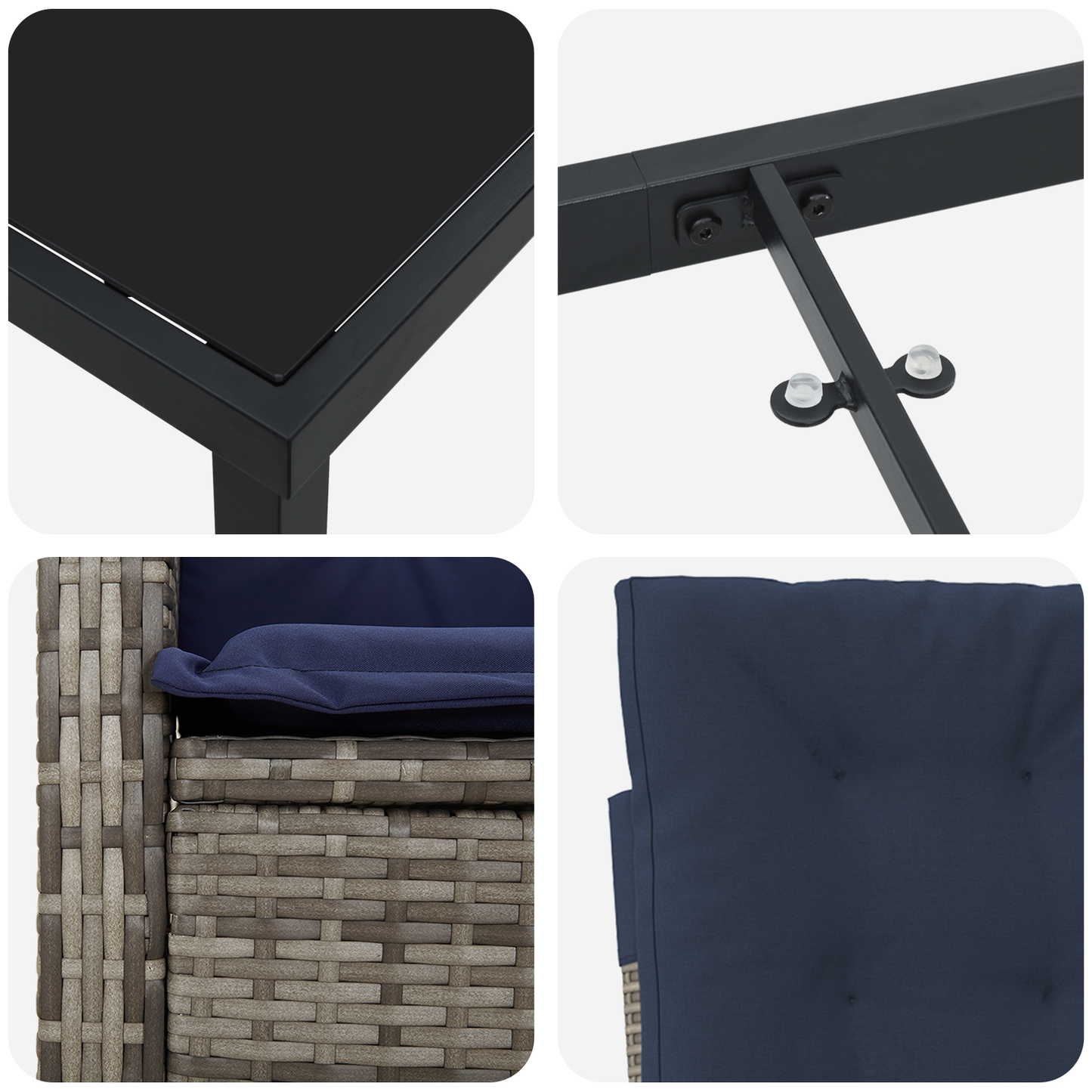 7-delt hage spise sett i grå poly rotting