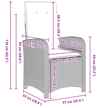 7-delt hage spise sett i grå poly rotting