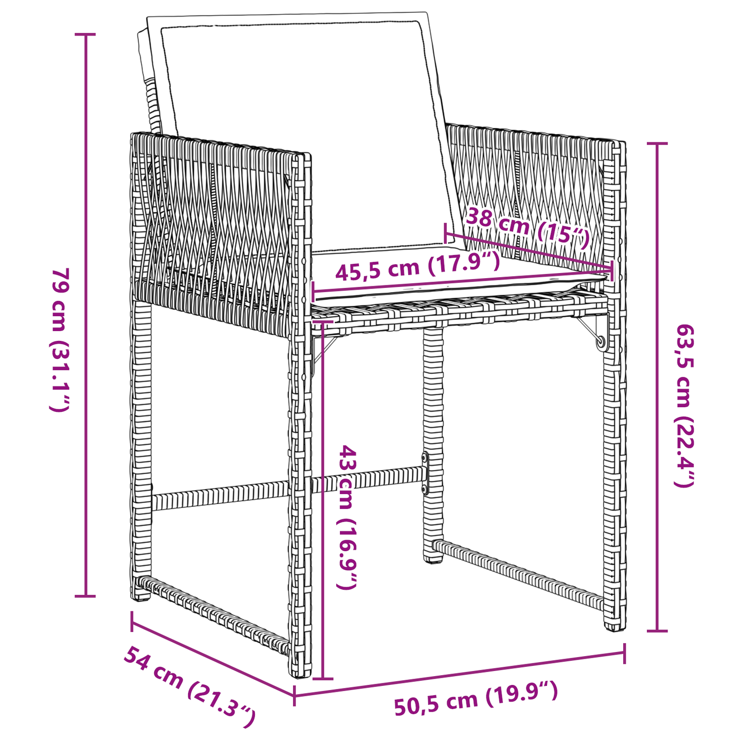 5-delt Hagemøbelsett med puter Beige Poly Rattan