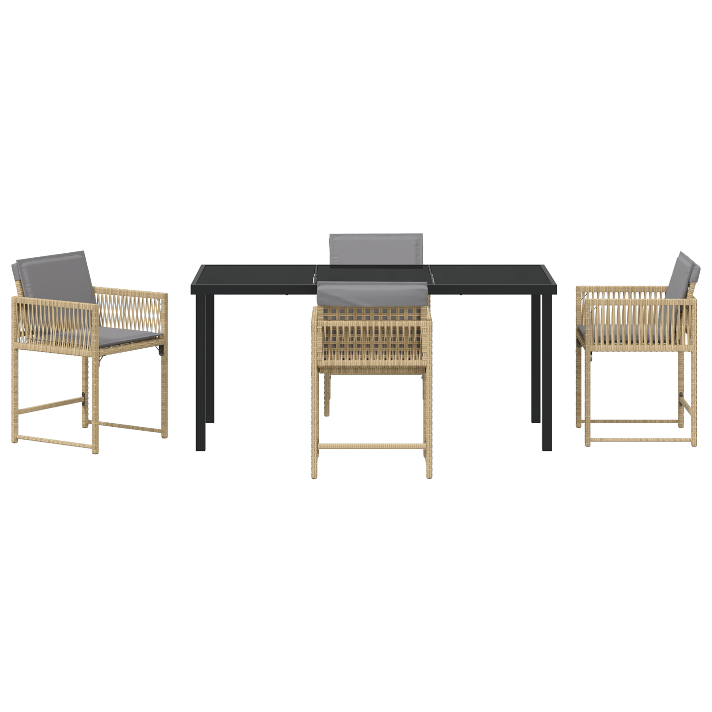 5-delt Hage Spise Set med Puter Beige Poly Rottning